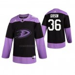 Camiseta Hockey Anaheim Ducks John Gibson 2019 Fights Cancer Negro