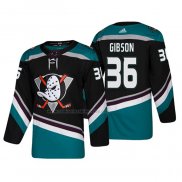 Camiseta Hockey Anaheim Ducks John Gibson Alterno 25th Aniversario Autentico Negro