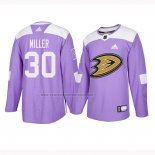 Camiseta Hockey Anaheim Ducks Ryan Miller 2018 Fights Cancer Violeta