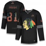 Camiseta Hockey Chicago Blackhawks Marian Hossa 2020 USA Flag Negro