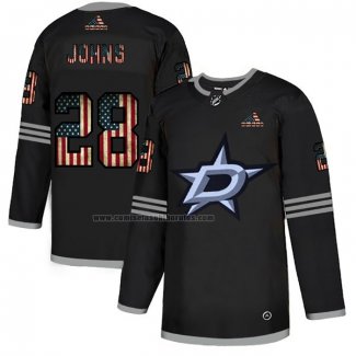 Camiseta Hockey Dallas Stars Stephen Johns 2020 USA Flag Negro