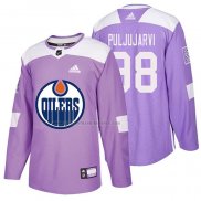 Camiseta Hockey Edmonton Oilers Jesse Puljujarvi 2018 Fights Cancer Violeta