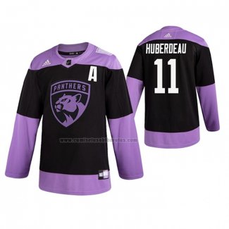 Camiseta Hockey Florida Panthers Jonathan Huberdeau 2019 Fights Cancer Negro