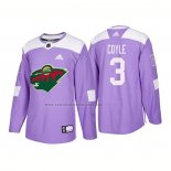 Camiseta Hockey Minnesota Wild Charlie Coyle Autentico 2018 Fights Cancer Violeta