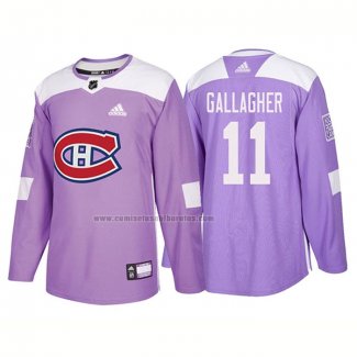 Camiseta Hockey Montreal Canadiens Brendan Gallagher Autentico 2018 Fights Cancer Violeta