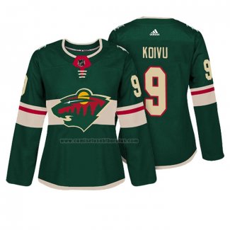 Camiseta Hockey Mujer Minnesota Wild Mikko Koivu Autentico Jugador Verde