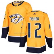 Camiseta Hockey Nashville Predators Mike Fisher Primera Autentico Amarillo