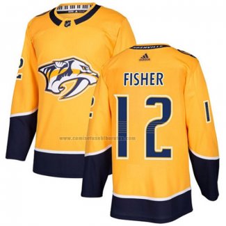 Camiseta Hockey Nashville Predators Mike Fisher Primera Autentico Amarillo