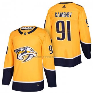 Camiseta Hockey Nashville Predators Vladislav Kamenev Autentico Primera 2018 Amarillo