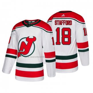 Camiseta Hockey New Jersey Devils Drew Stafford Alterno Autentico Blanco