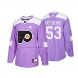 Camiseta Hockey Philadelphia Flyers Shayne Gostisbehere Autentico 2018 Fights Cancer Violeta