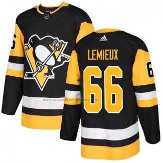 Camiseta Hockey Pittsburgh Penguins Mario Lemieux Primera Autentico Negro