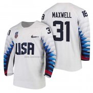 Camiseta Hockey USA Brandon Maxwell 2018 Olympic Blanco