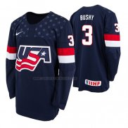 Camiseta Hockey USA Evan Bushy 2019 Hlinka Gretzky Cup Azul