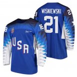 Camiseta Hockey USA James Wisniewski 2018 Olympic Azul2