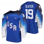 Camiseta Hockey USA Jim Slater 2018 Olympic Azul2