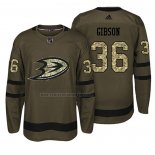 Camiseta Hockey Anaheim Ducks John Gibson Salute To Service Verde Militar