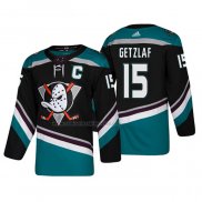 Camiseta Hockey Anaheim Ducks Ryan Getzlaf Alterno 25th Aniversario Autentico Negro