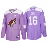 Camiseta Hockey Arizona Coyotes Max Domi 2018 Fights Cancer Violeta