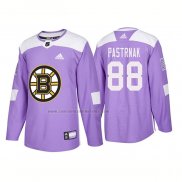 Camiseta Hockey Boston Bruins David Pastrnak 2018 2018 Fights Cancer Violeta