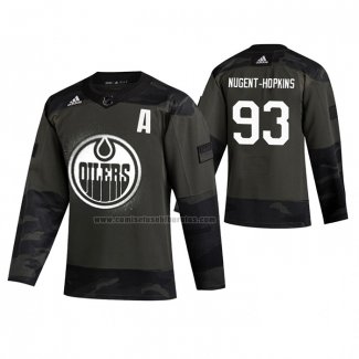 Camiseta Hockey Edmonton Oilers Ryan Nugent-Hopkins 2019 Veterans Day Camuflaje