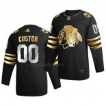 Camiseta Hockey Golden Edition Chicago Blackhawks Personalizada Limited Autentico 2020-21 Negro