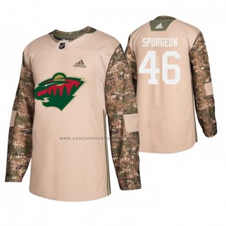 Camiseta Hockey Minnesota Wild Jared Spurgeon Veterans Day Camuflaje