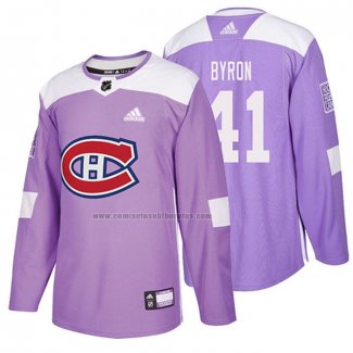 Camiseta Hockey Montreal Canadiens Paul Byron 2018 Fights Cancer Violeta