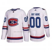 Camiseta Hockey Montreal Canadiens Personalizada Autentico 2017 100 Classic Blanco