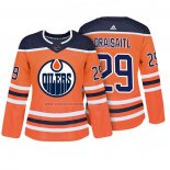 Camiseta Hockey Mujer Edmonton Oilers Leon Draisaitl Autentico Jugador Naranja