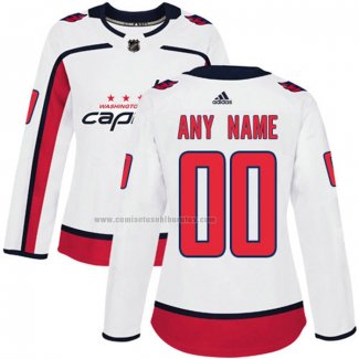 Camiseta Hockey Mujer Washington Capitals Personalizada Segunda Blanco