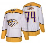 Camiseta Hockey Nashville Predators Juuse Saros Autentico Segunda 2018 Blanco