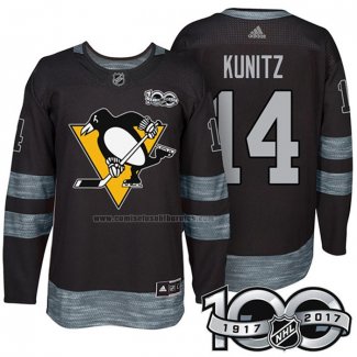 Camiseta Hockey Pittsburgh Penguins Chris Kunitz 1917-2017 100th Aniversario Negro