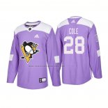 Camiseta Hockey Pittsburgh Penguins Ian Cole Autentico 2018 Fights Cancer Violeta