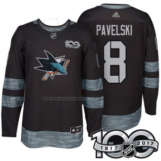 Camiseta Hockey San Jose Sharks Joe Pavelski 1917-2017 100th Aniversario Negro