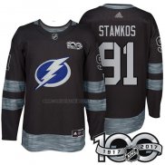 Camiseta Hockey Tampa Bay Lightning Steven Stamkos 1917-2017 100th Aniversario Negro