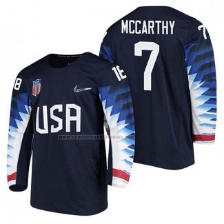 Camiseta Hockey USA John Mccarthy 2018 Olympic Azul