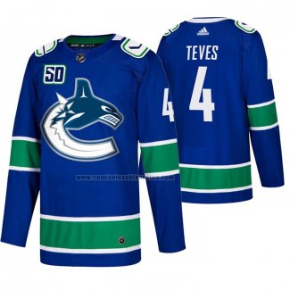 Camiseta Hockey Vancouver Canucks Josh Teves 2019-20 Primera Autentico Azul