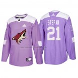 Camiseta Hockey Arizona Coyotes Derek Stepan 2018 Fights Cancer Violeta