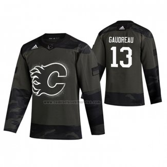 Camiseta Hockey Calgary Flames Johnny Gaudreau 2019 Veterans Day Camuflaje