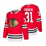 Camiseta Hockey Chicago Blackhawks Anton Forsberg Primera Autentico 2018 Rojo