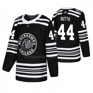 Camiseta Hockey Chicago Blackhawks Jan Rutta 2019 Winter Classic Negro