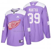 Camiseta Hockey Detroit Red Wings Anthony Mantha 2018 Fights Cancer Violeta