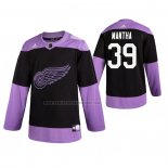 Camiseta Hockey Detroit Red Wings Anthony Mantha 2019 Fights Cancer Negro