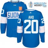 Camiseta Hockey Finlandia Sebastian Aho Premier 2016 World Cup Azul