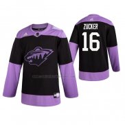 Camiseta Hockey Minnesota Wild Jason Zucker 2019 Fights Cancer Negro