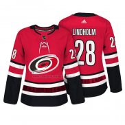 Camiseta Hockey Mujer Carolina Hurricanes Elias Lindholm Autentico Jugador Rojo