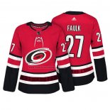 Camiseta Hockey Mujer Carolina Hurricanes Justin Faulk Autentico Jugador Rojo