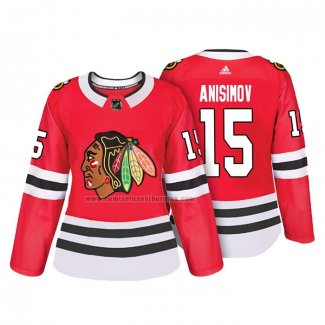 Camiseta Hockey Mujer Chicago Blackhawks Artem Anisimov Autentico Jugador Rojo