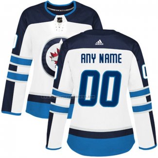 Camiseta Hockey Mujer Winnipeg Jets Personalizada Segunda Blanco